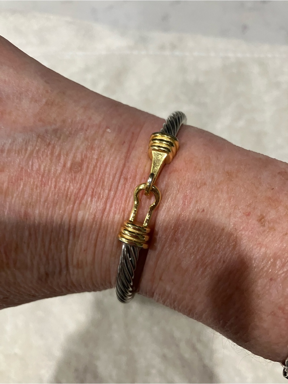 David Yurman Two-Tone Cable Bracelet in Silver and Gold - Picture 3 of 11